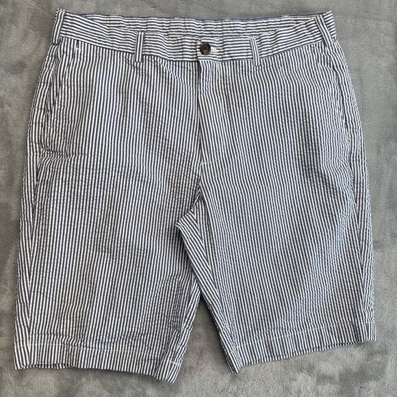 Brooks Brothers Shorts Mens 35 Blue Seersucker Striped Shorts Cotton - Picture 1 of 7